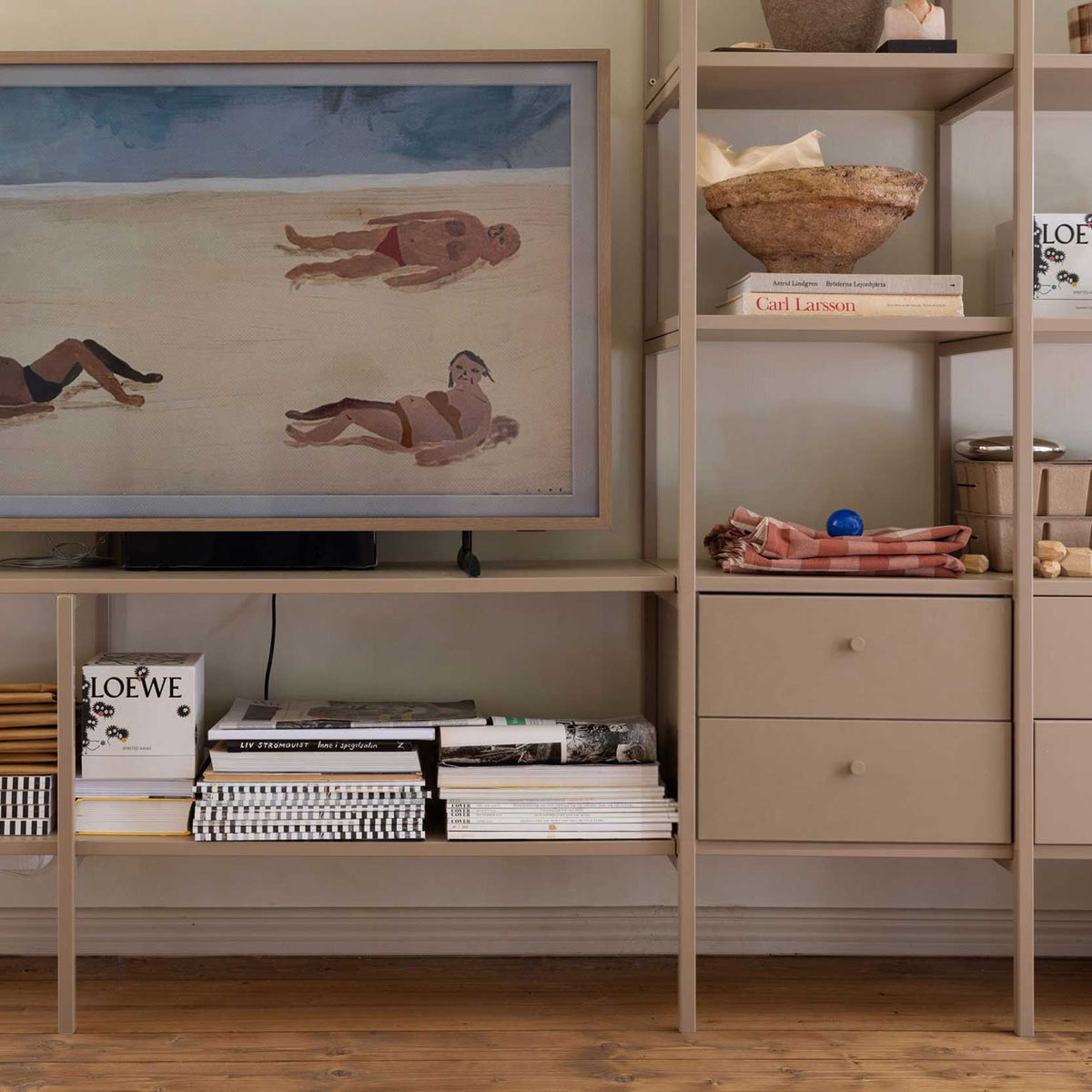 Schubladenschrank schmal - Camel